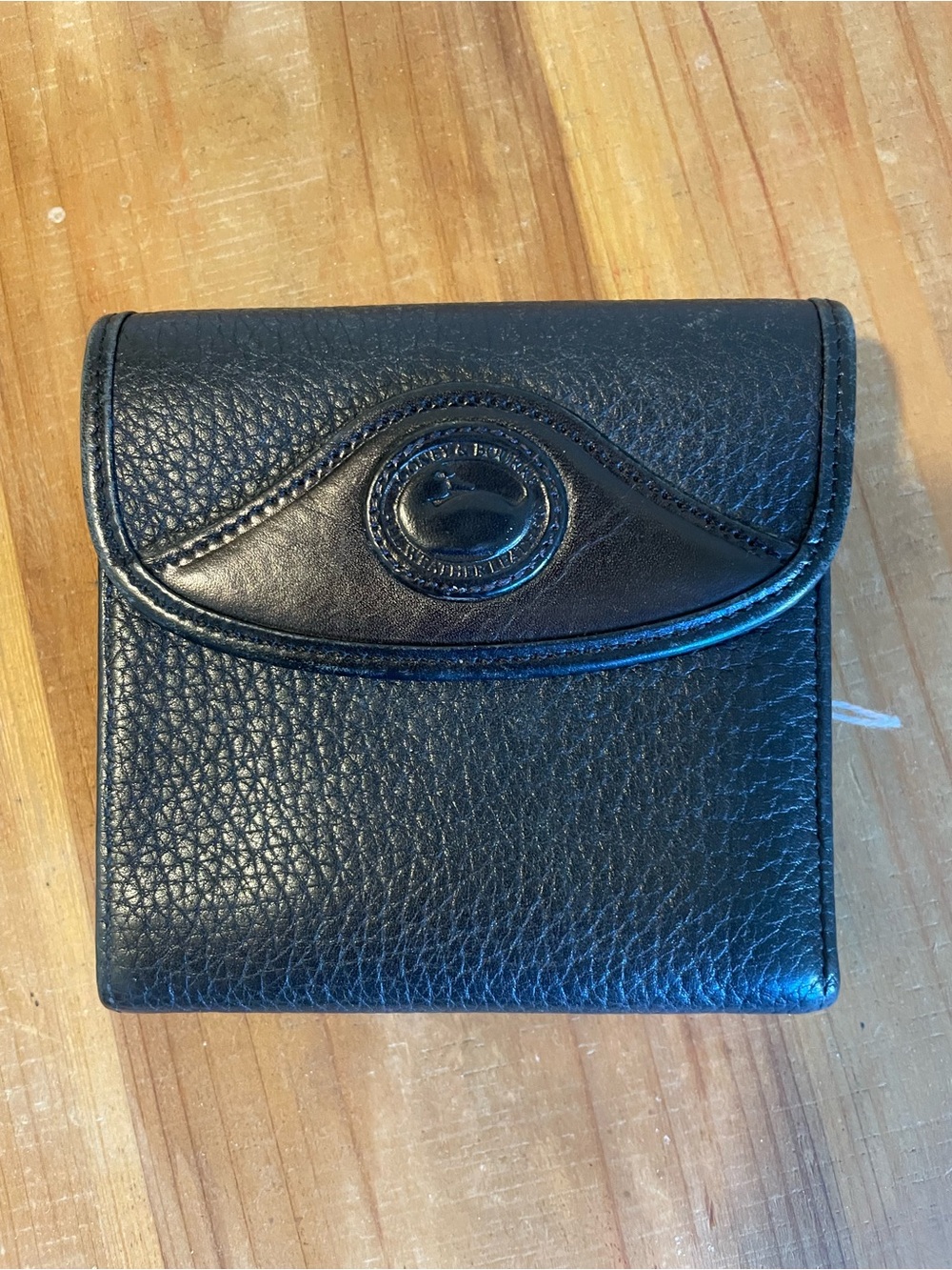 Dooney & Bourke Vintage Black Pebble Leather Bifold Wallet with Logo Stamp